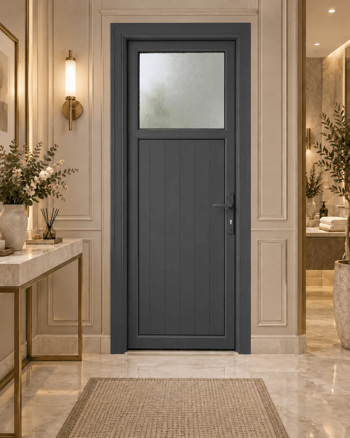 Küçük Camlı PVC WC / Banyo Kapısı — Sahne 1 — Antrasit