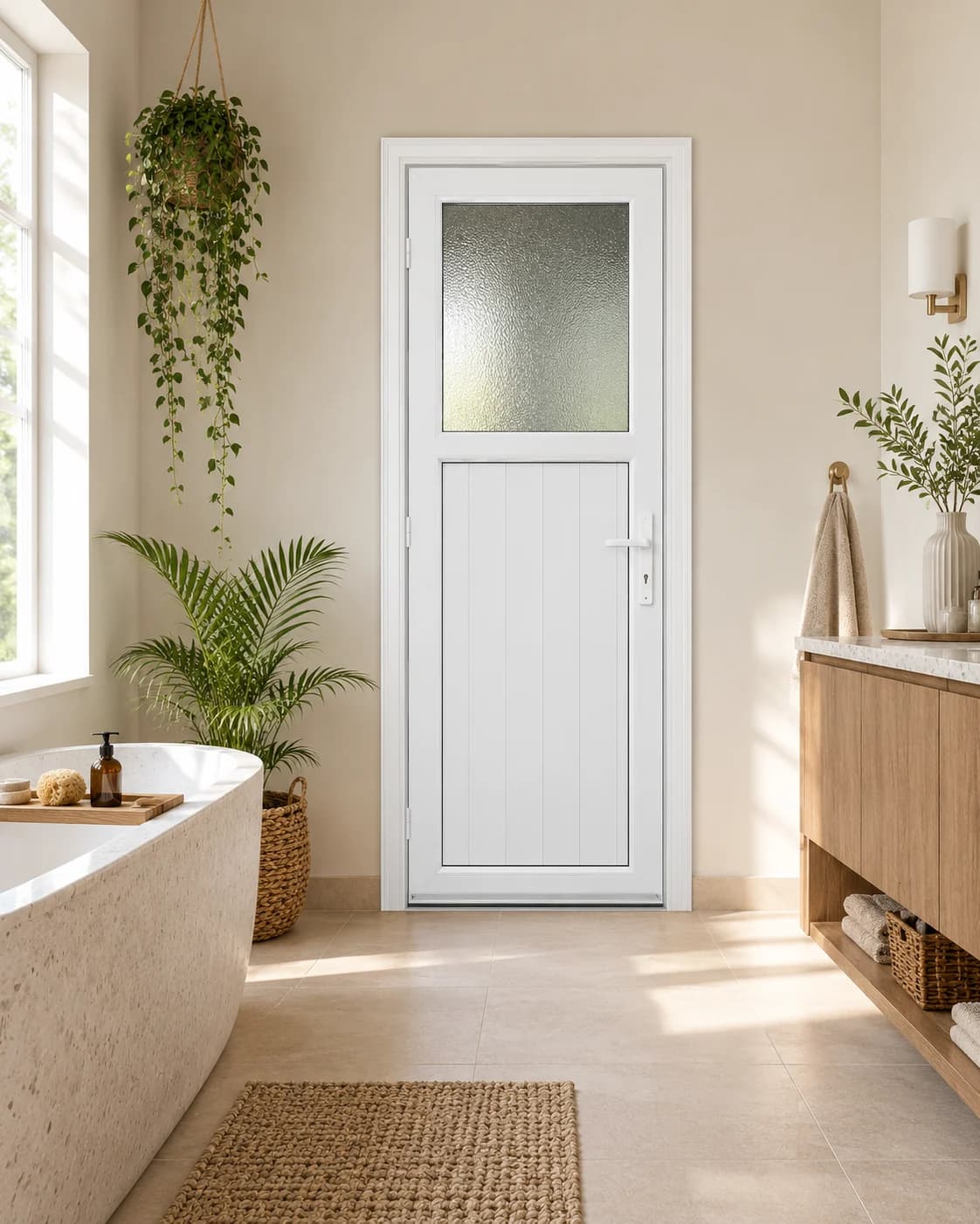 Küçük Camlı PVC WC / Banyo Kapısı — Sahne 2 — Beyaz