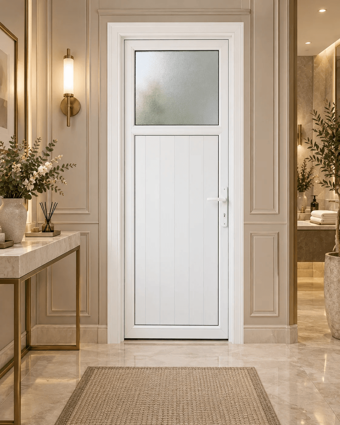 Küçük Camlı PVC WC / Banyo Kapısı — Sahne 1 — Beyaz