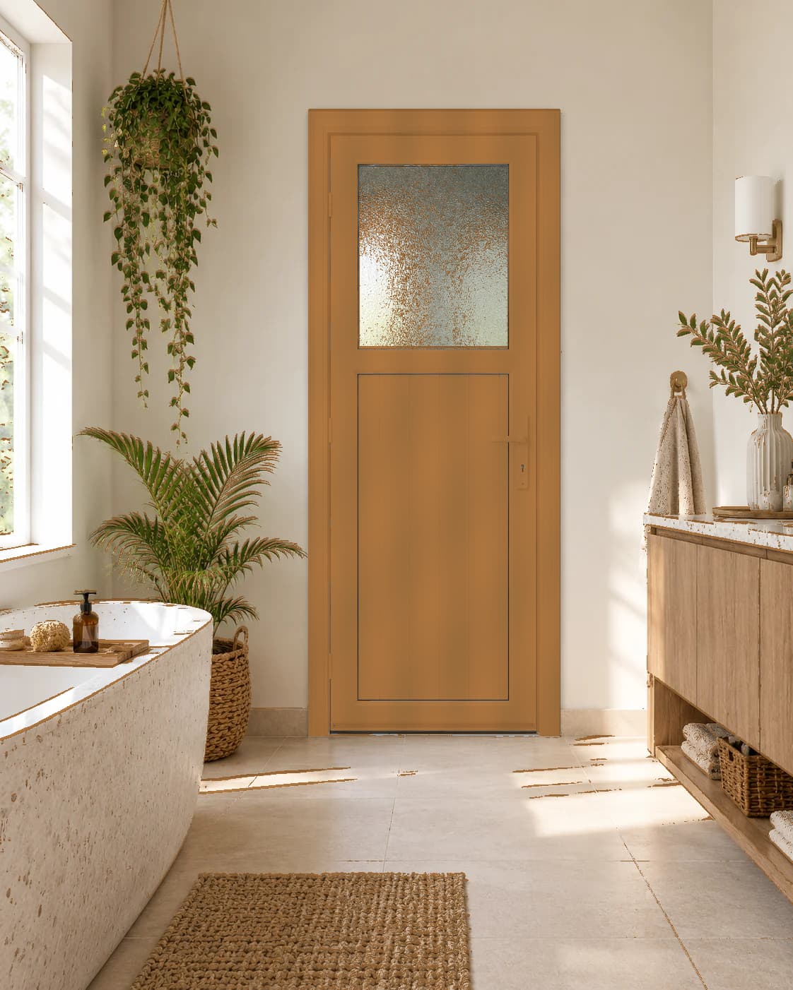Küçük Camlı PVC WC / Banyo Kapısı — Sahne 2 — Altın Meşe