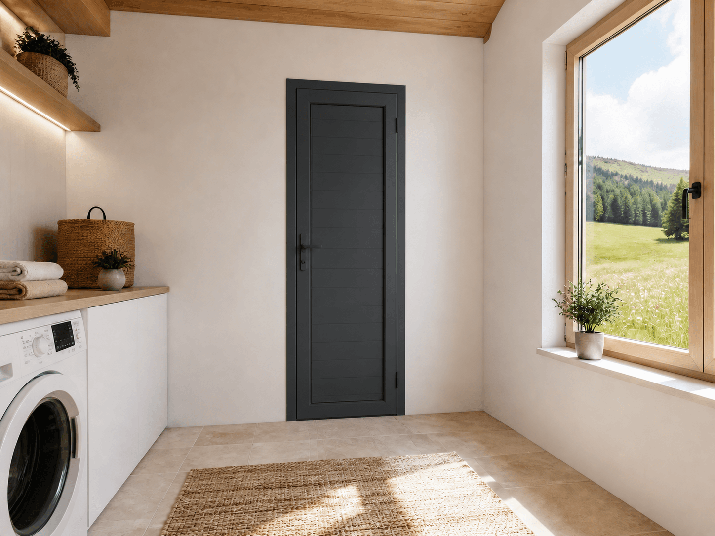 Kapalı PVC WC / Banyo Kapısı — lıfestyle — Antrasit