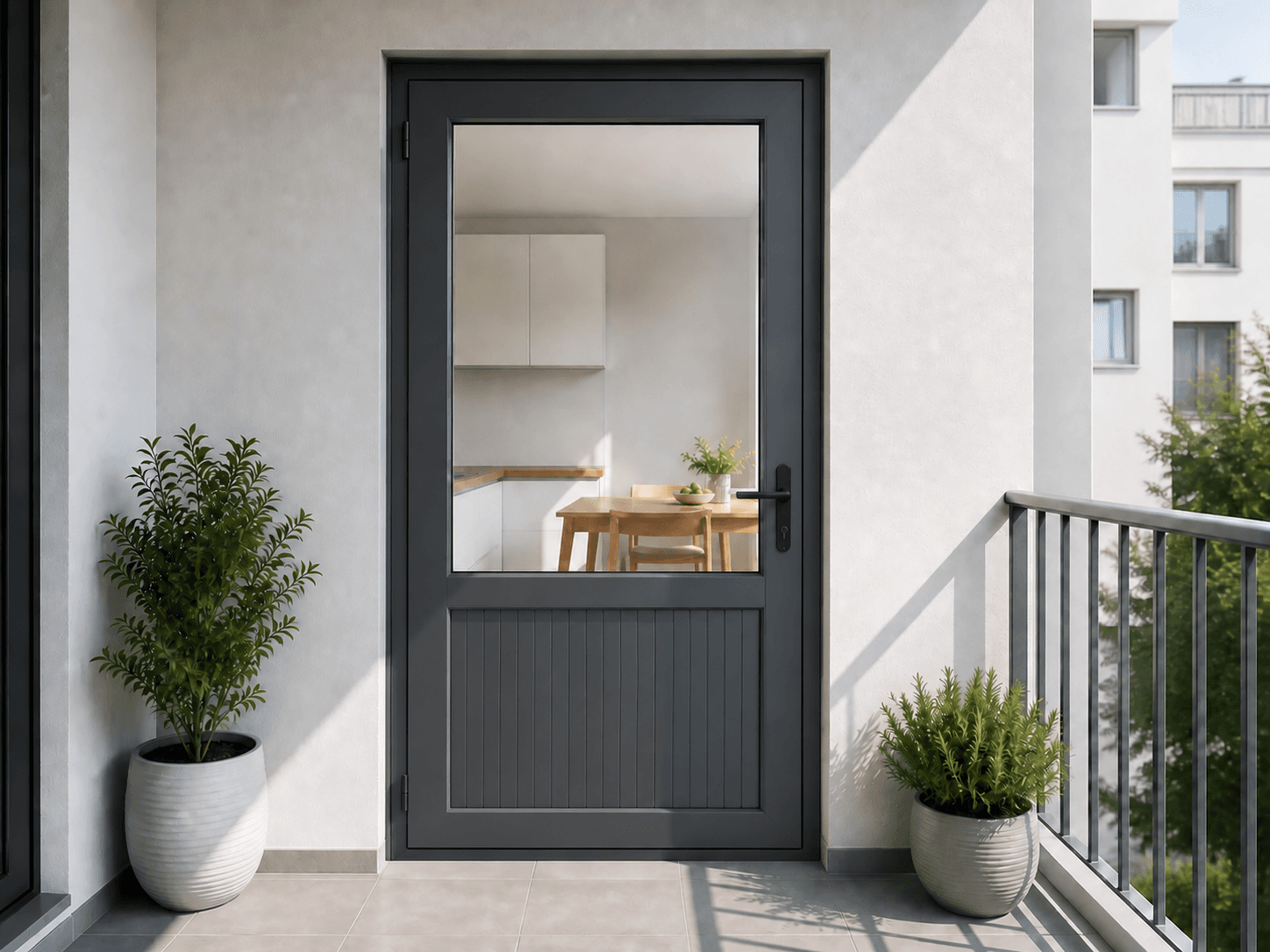 Antrasit Yarım Camlı PVC Balkon Kapısı