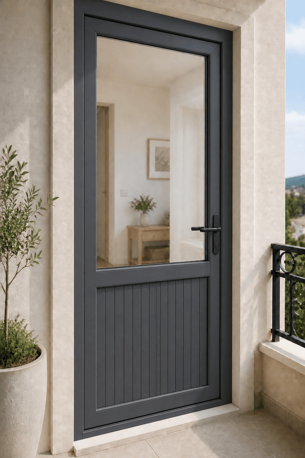 Yarım Camlı PVC Balkon Kapısı — detaıl — Antrasit