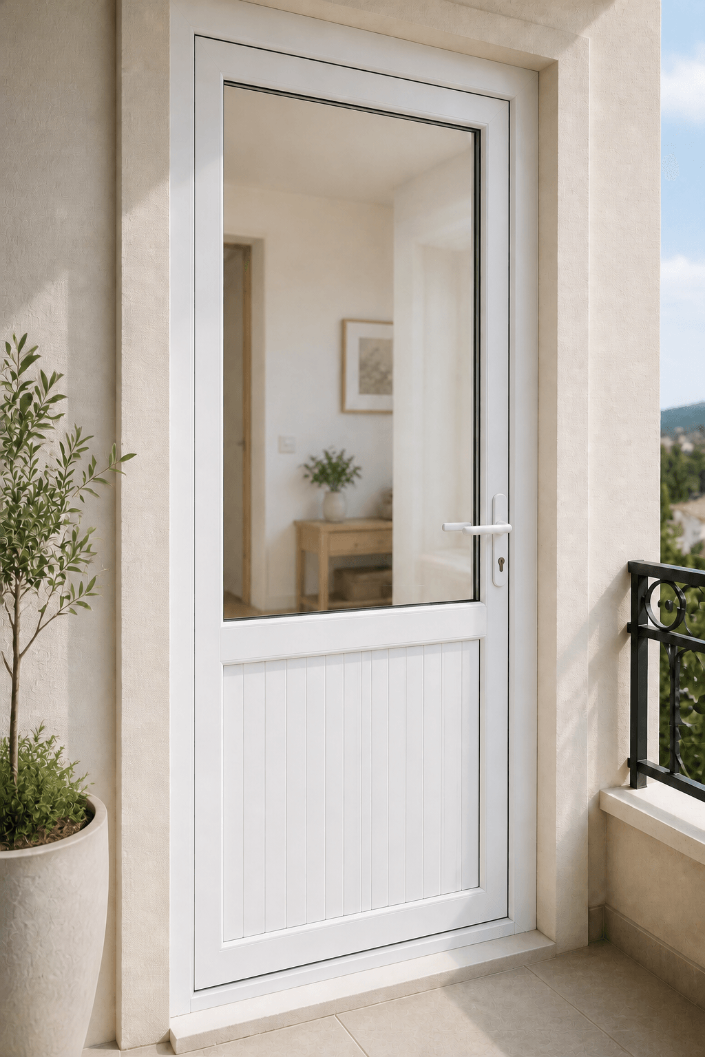 Yarım Camlı PVC Balkon Kapısı — detaıl — Beyaz