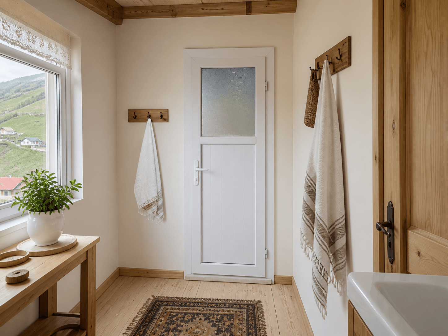 Küçük Camlı PVC WC / Banyo Kapısı — lıfestyle — Beyaz